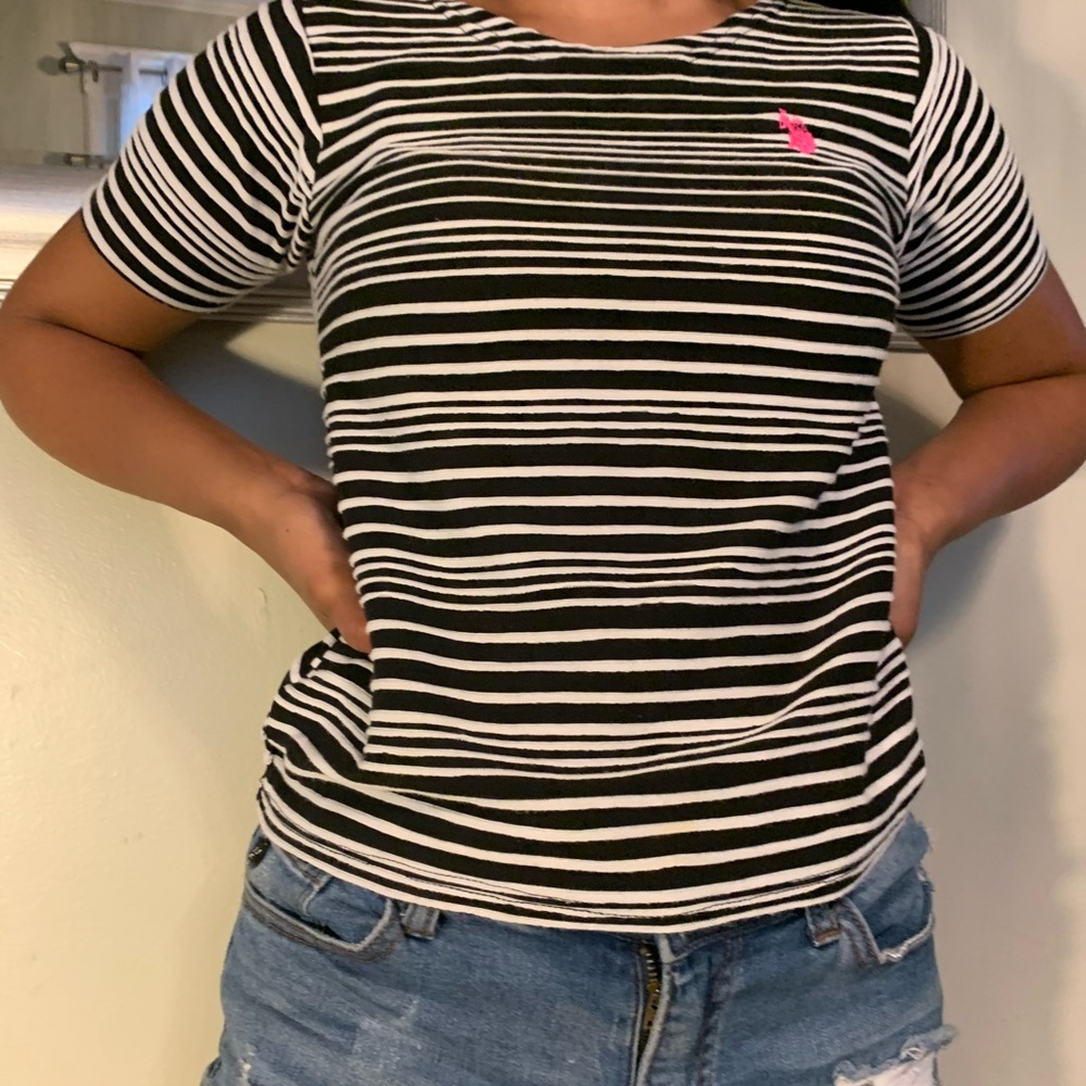 Striped polo croptop